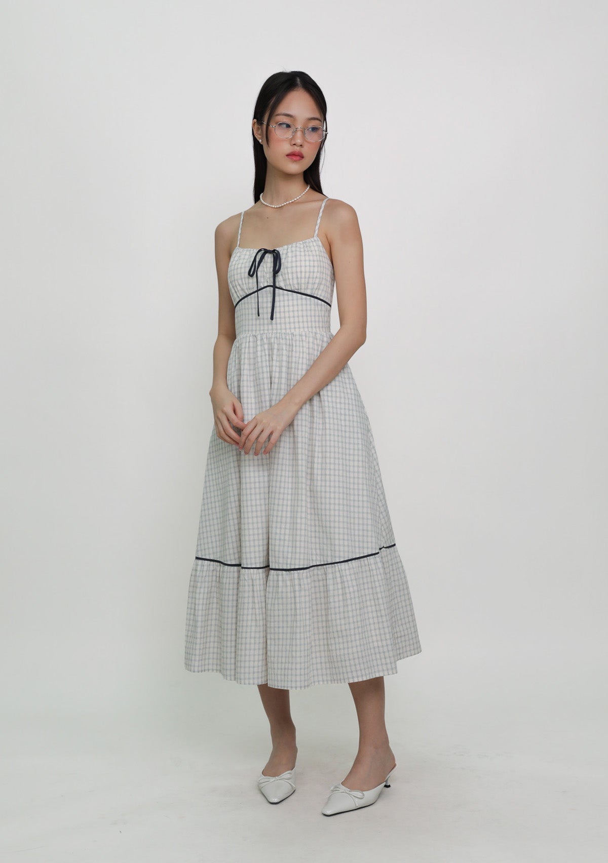 Aurelia Contrast Detail Midi Dress (Plaid) – The Tinsel Rack