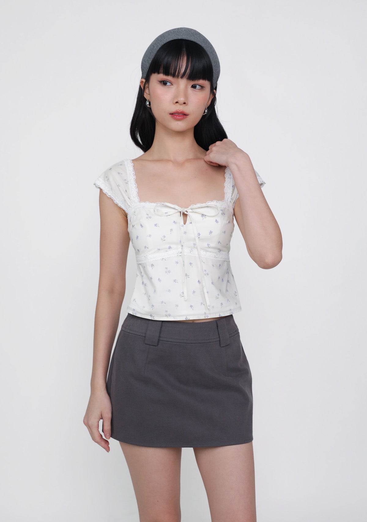 Nyu Ribbon Lace Trim Padded Top (Floral) – The Tinsel Rack