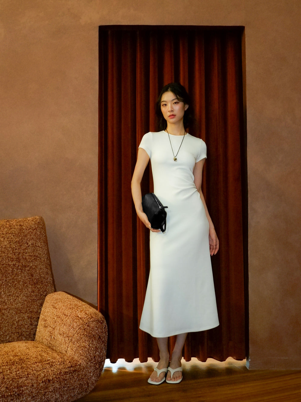 Sara Ruched Sleeve Padded Dress