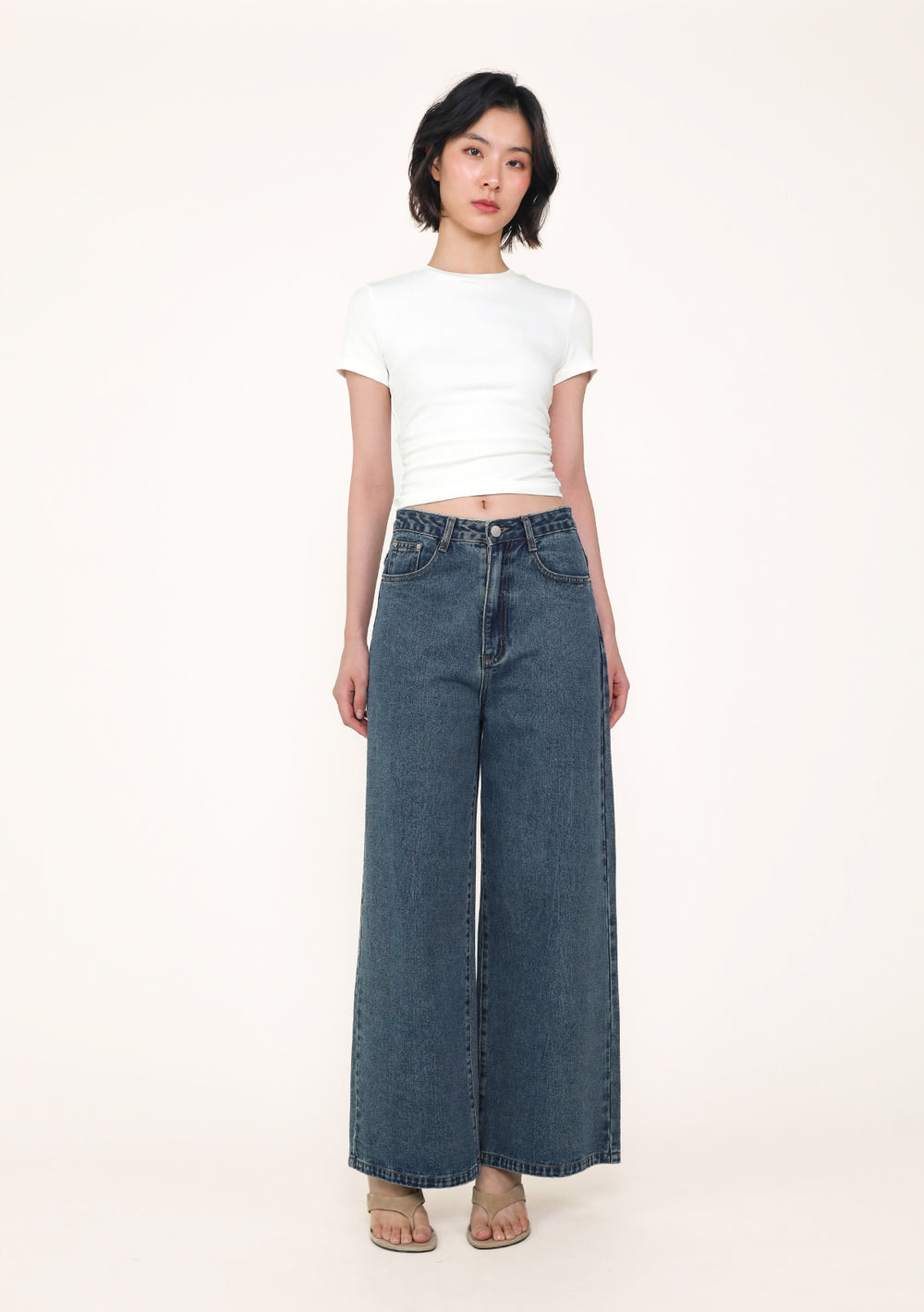Petite Benjamin Wide Leg Denim Jeans