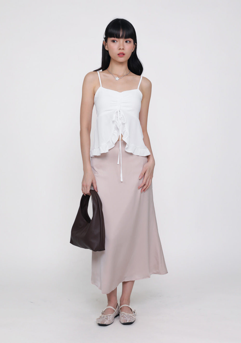 Marilyn Bias Cut Midi Skirt (Sheen)