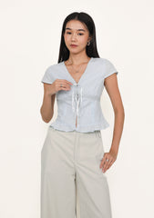 Manila Lace Trim Ribbon Blouse