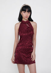 Yun Ribbon Qipao Halter Top (Polka Dot)