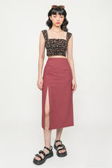 Nyla Front Slit Midi Skirt