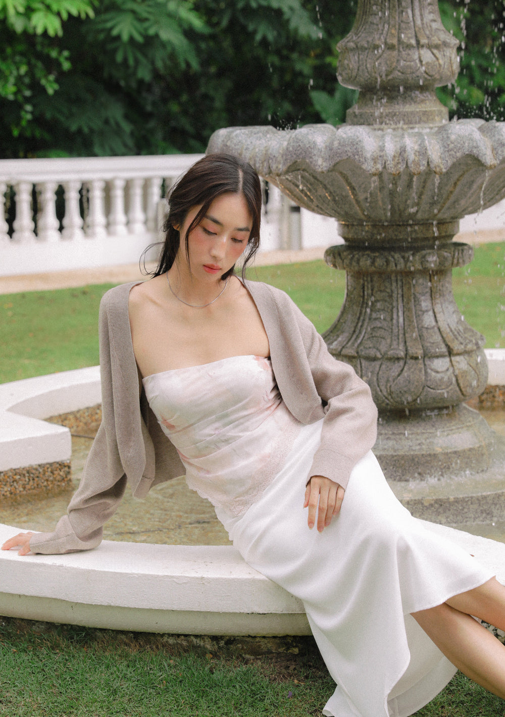 Aretha Lace Hem Padded Tube Top (Blush Petals)