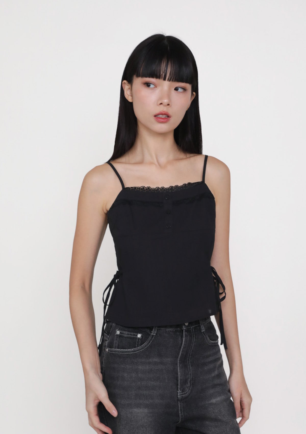 トップス Sharon ribbon tops Shannon Lace Trim Ribbon Top – The Tinsel Rack