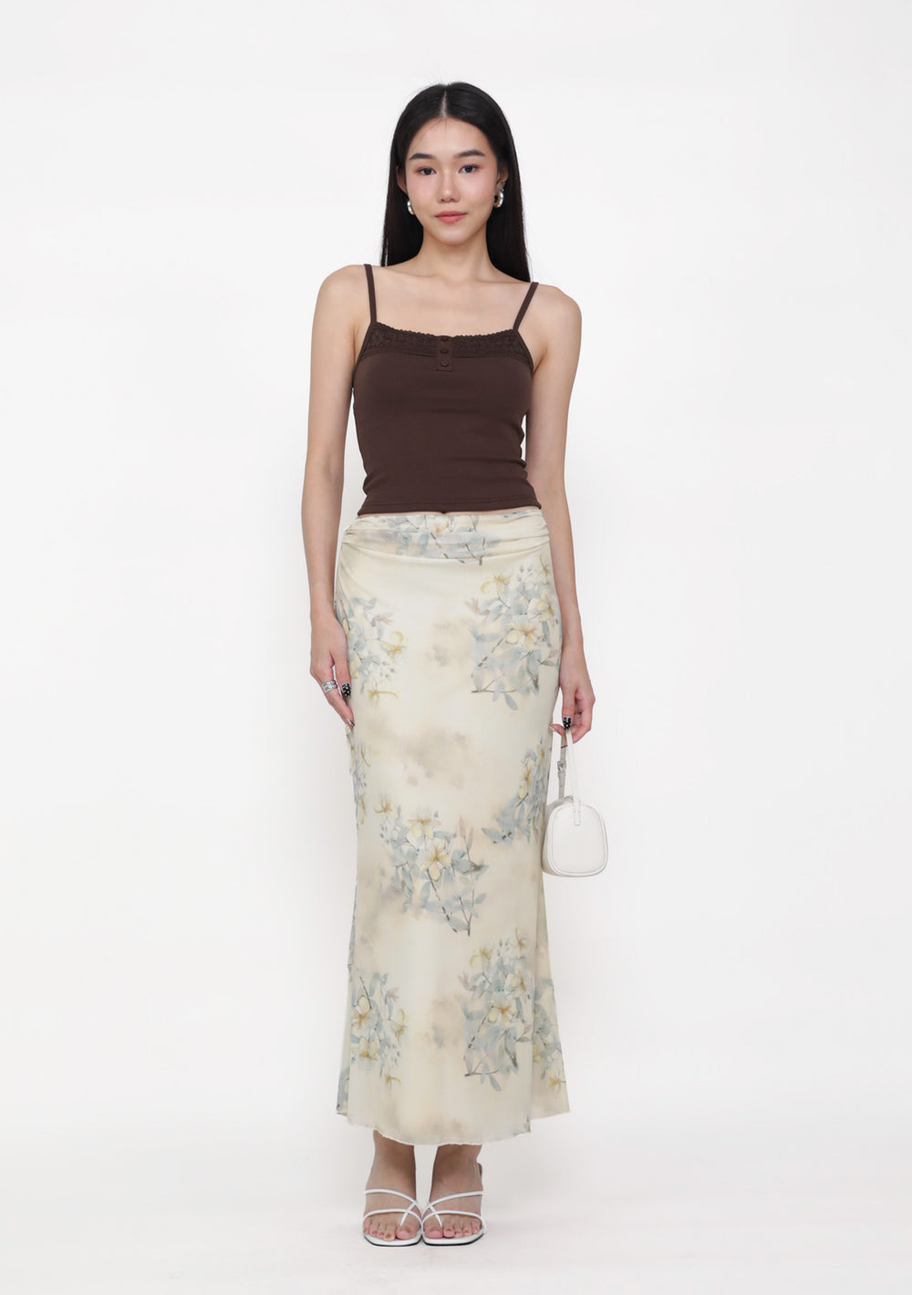 Elara Mesh Fishtail Maxi Skirt (Prints)