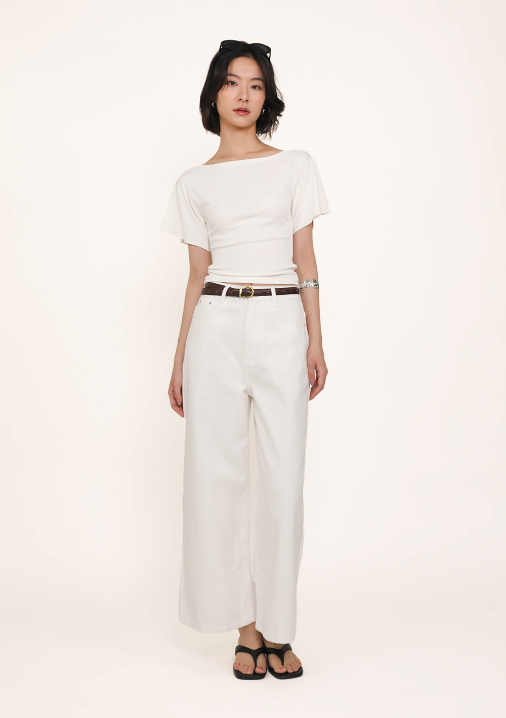 Petite Benjamin Wide Leg Denim Jeans (Cotton)
