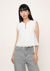 Kaori Eyelet Embroidery Ruffle Top