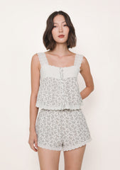 Savina Lace Trim Shorts (Florals)
