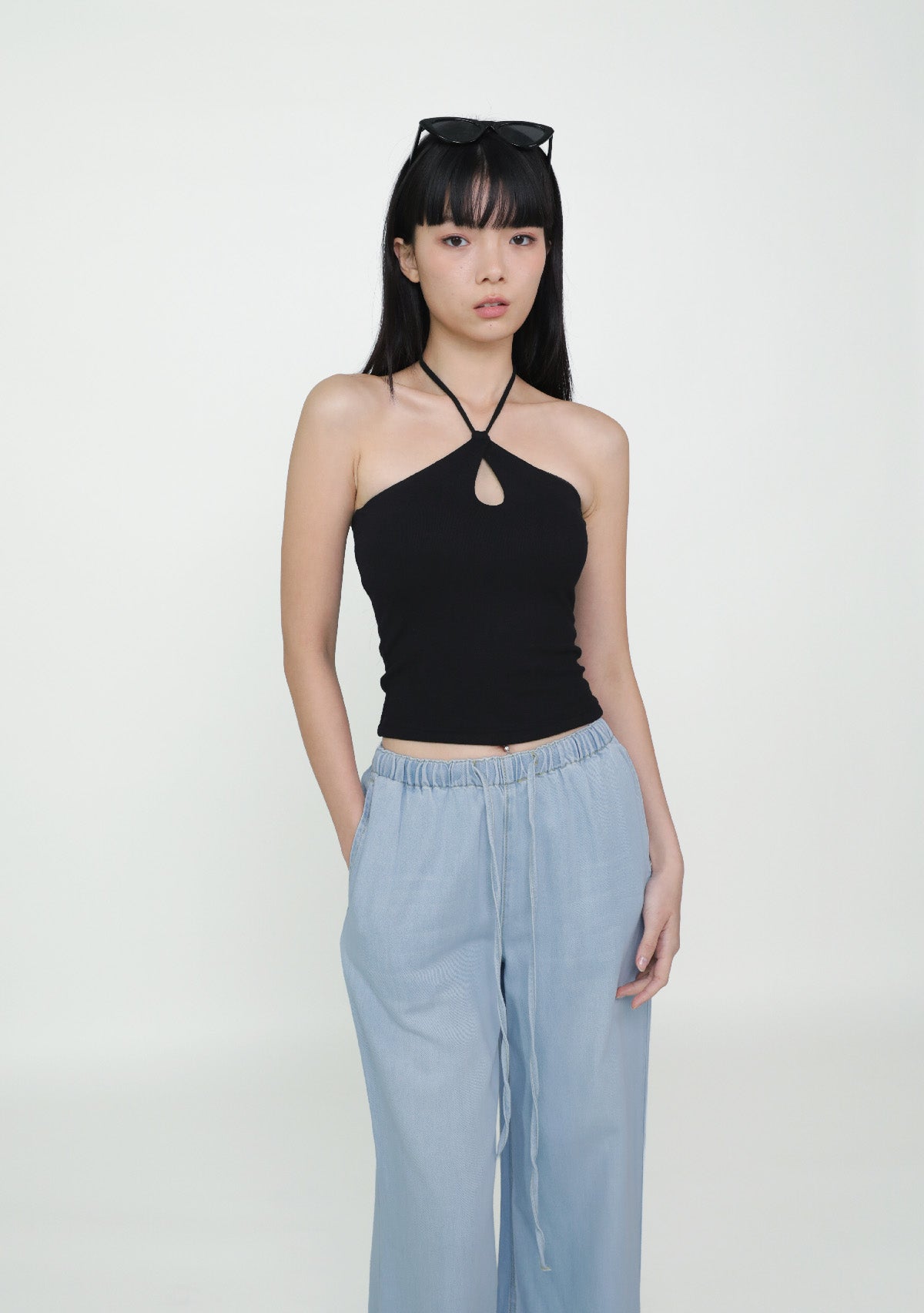 本日限定　shirred frill halter tops Buy glitchez Halter Neck Ruffles Detail Top - Tops for Women