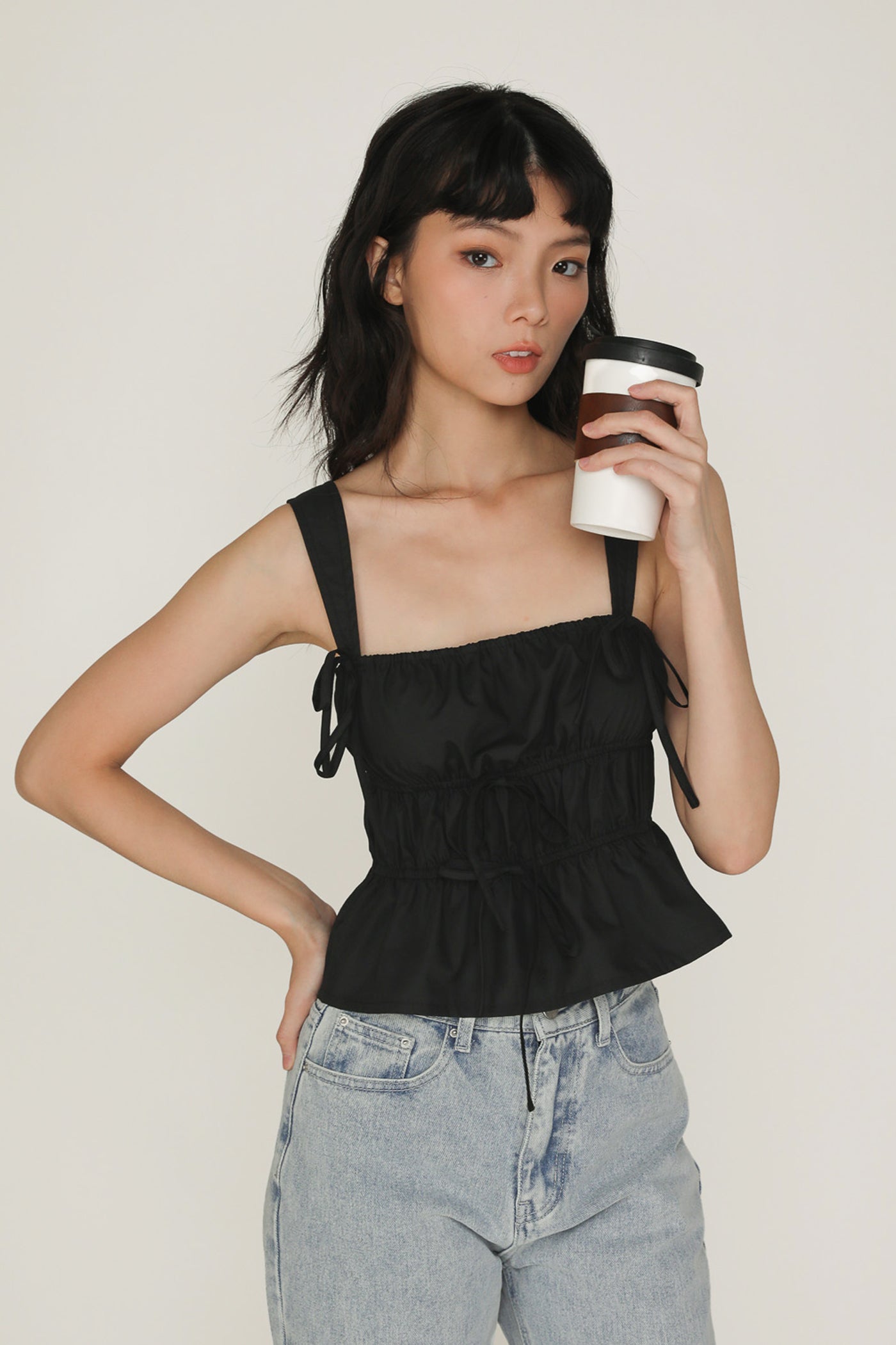 Adalie Ribbon Shirred Babydoll Top – The Tinsel Rack