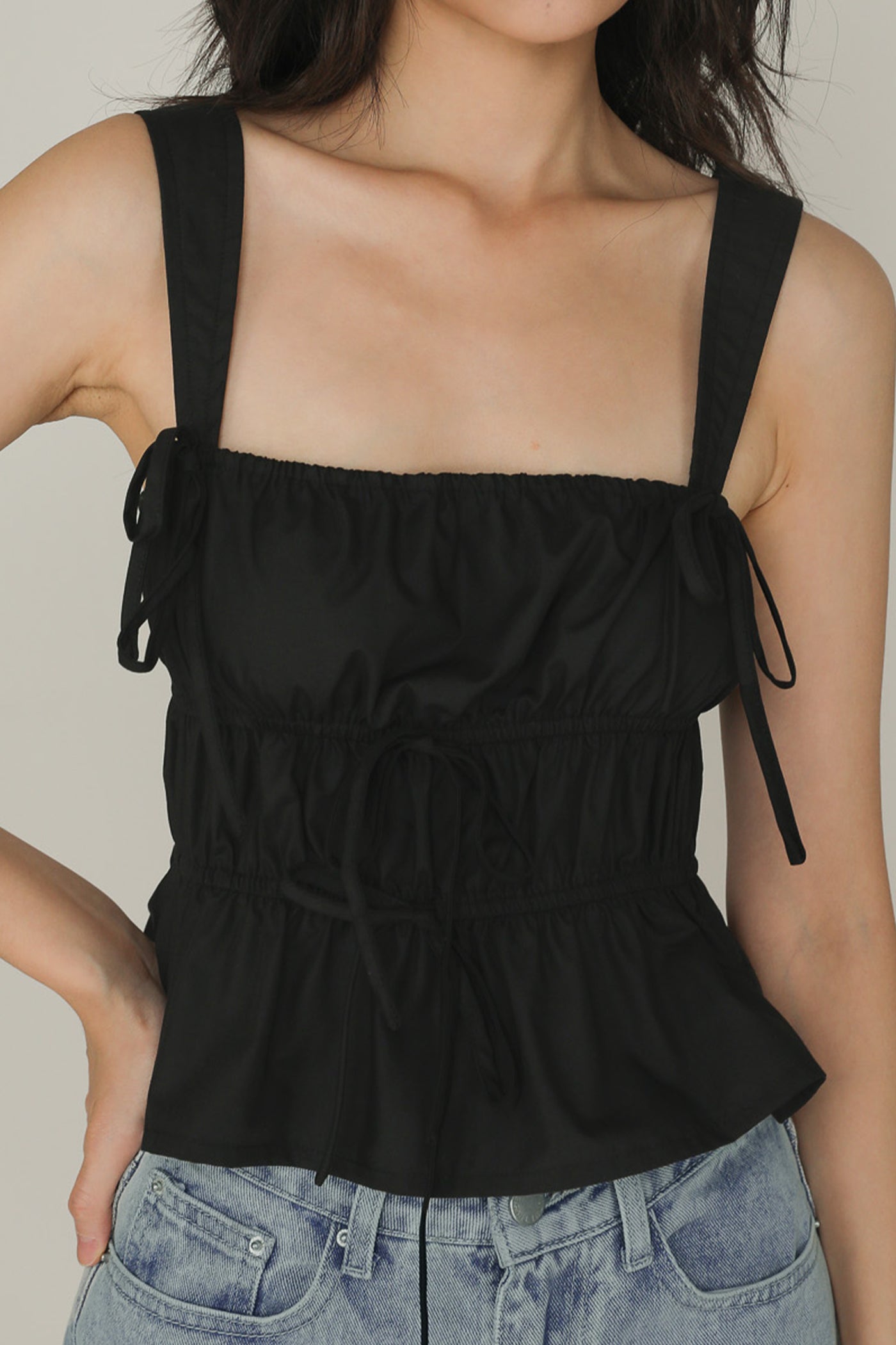 Adalie Ribbon Shirred Babydoll Top – The Tinsel Rack