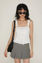 Adalie Ribbon Shirred Babydoll Top