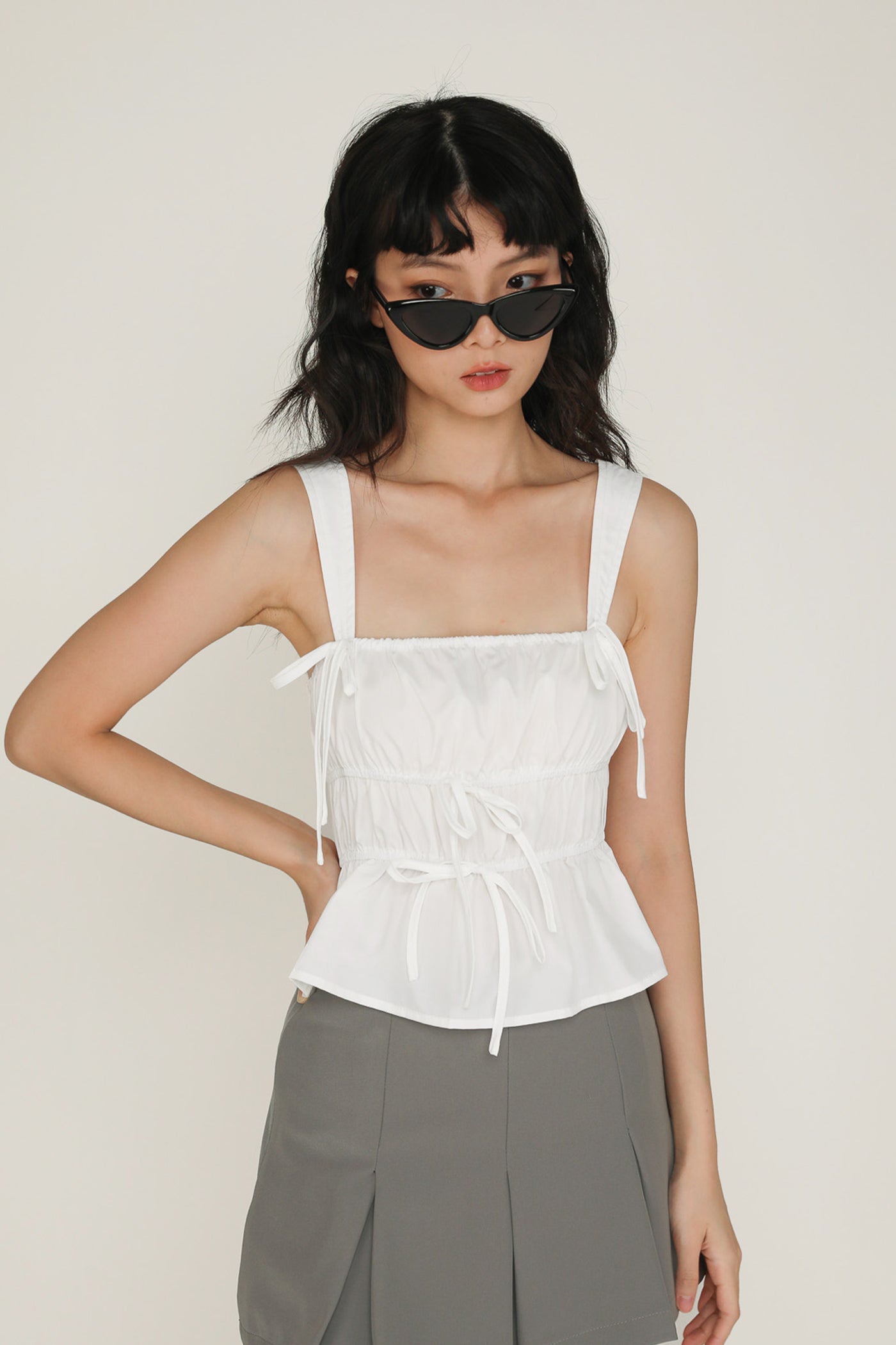 Adalie Ribbon Shirred Babydoll Top – The Tinsel Rack