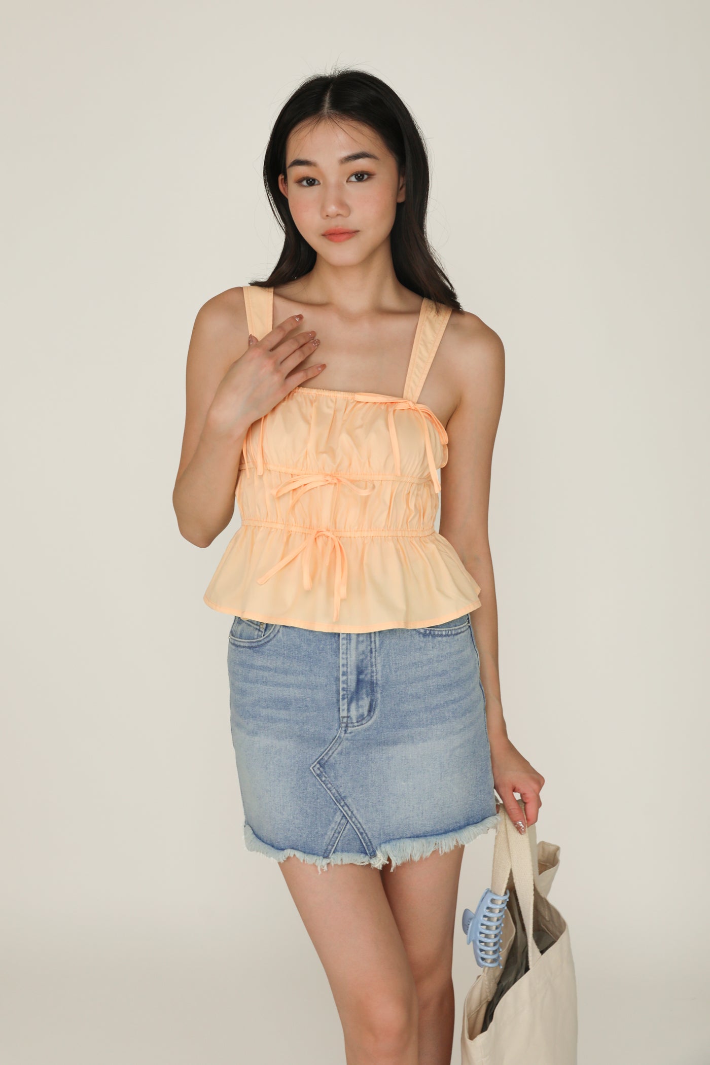 Adalie Ribbon Shirred Babydoll Top – The Tinsel Rack