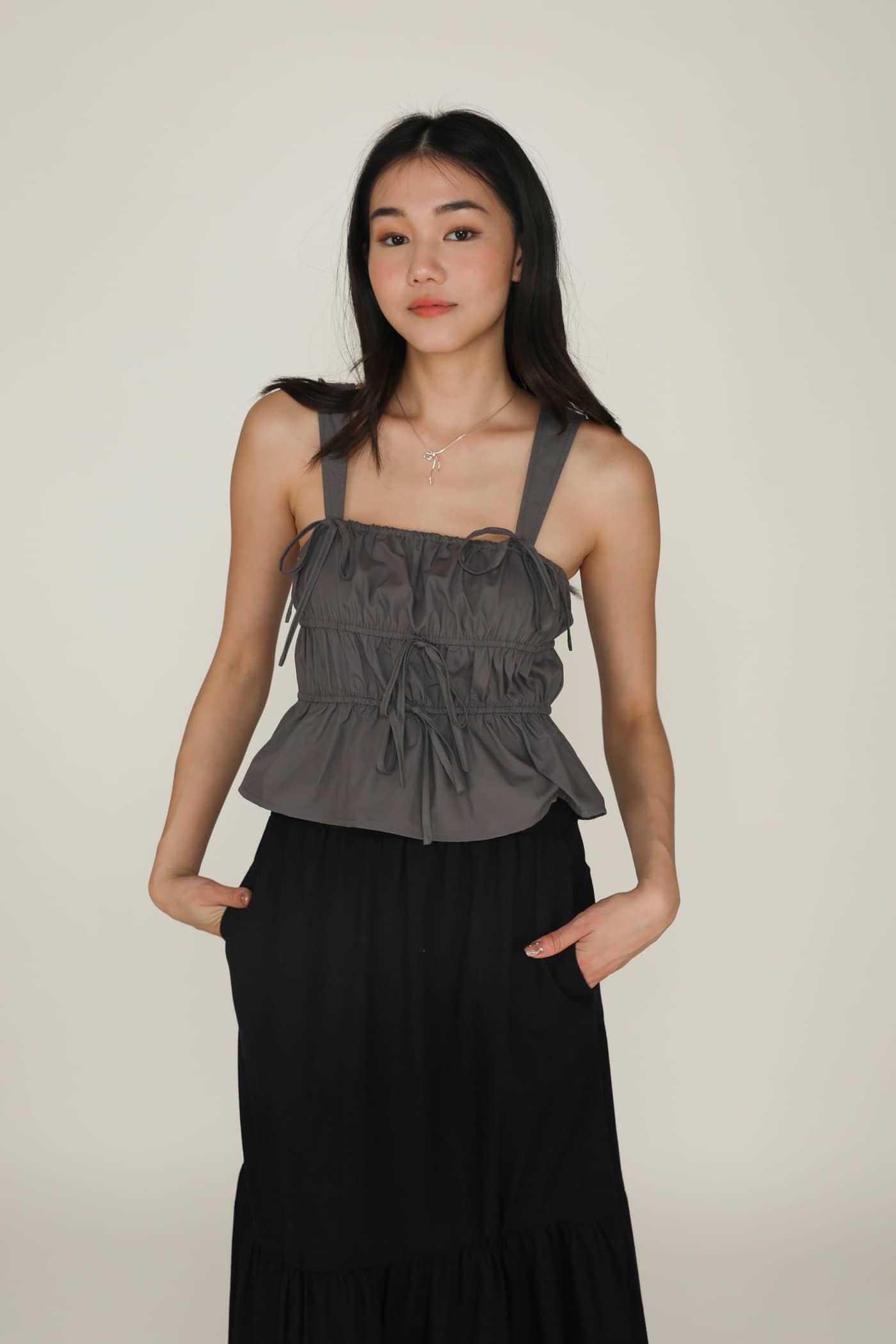 Adalie Ribbon Shirred Babydoll Top – The Tinsel Rack