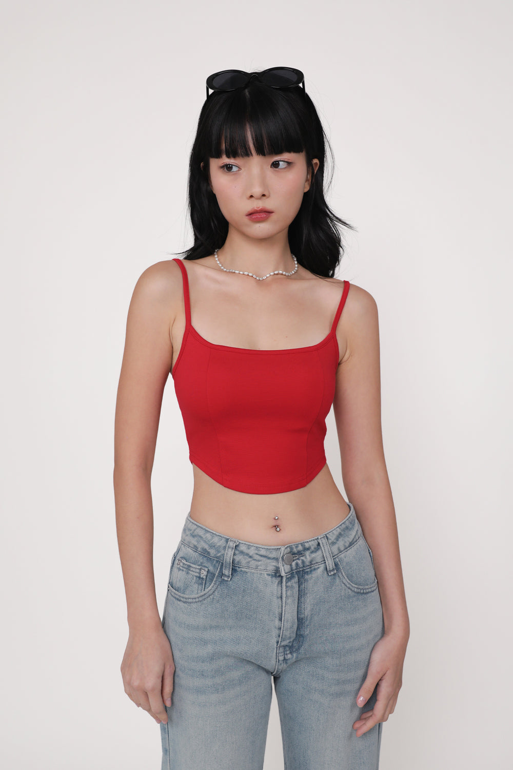 Adela Curved Hem Padded Top