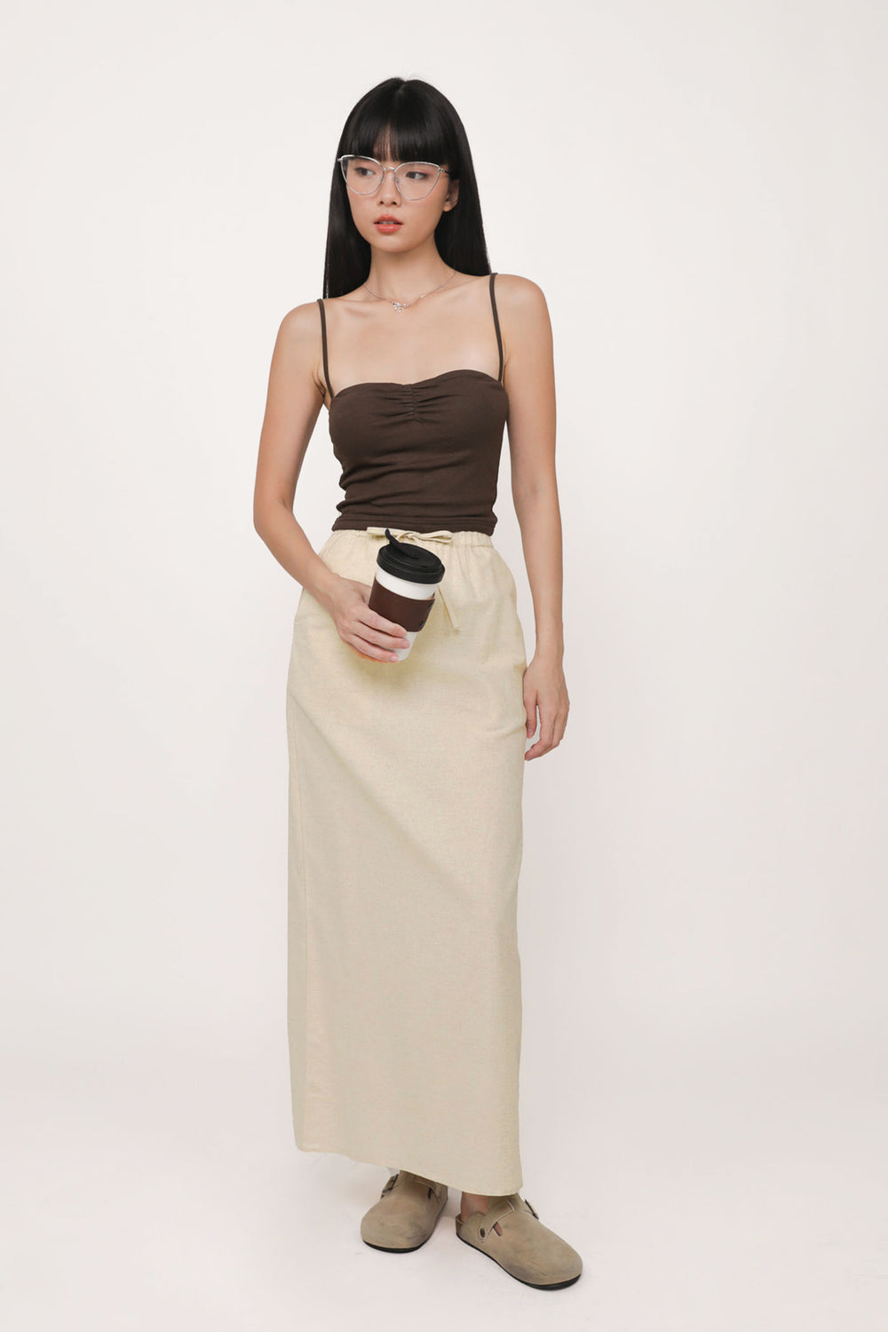Jaden Linen Drawstring Maxi Skirt