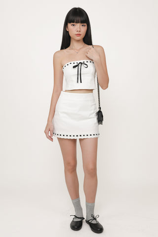 Anne Ribbon Embroidery Tube Top