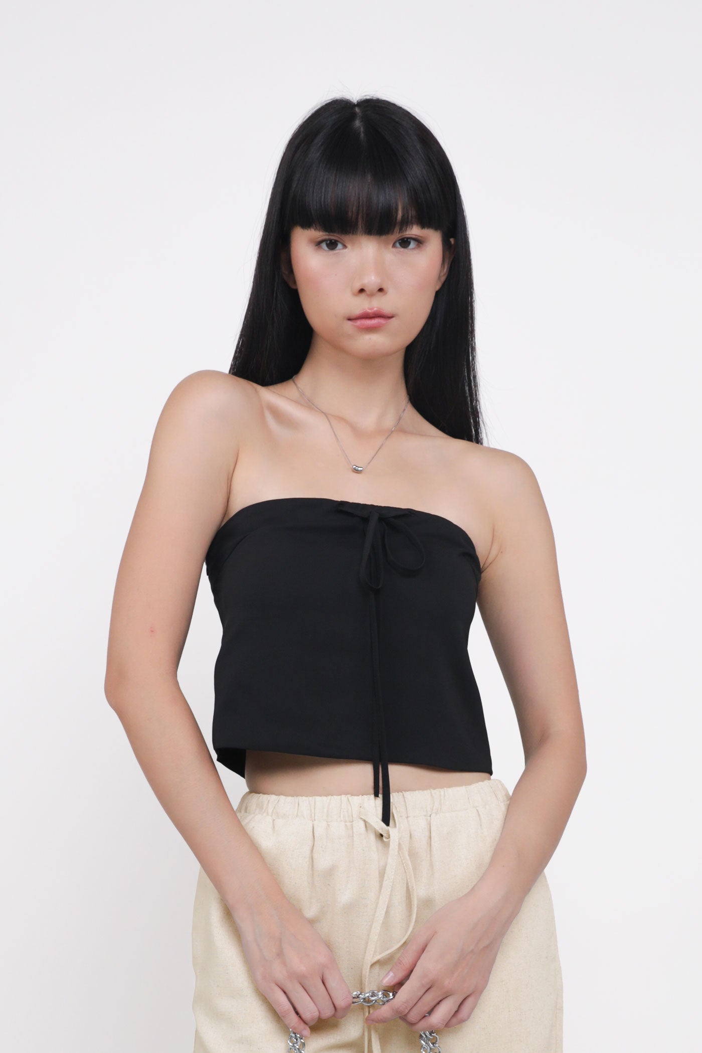 Ashlyn Tie Front Tube Padded Top – The Tinsel Rack