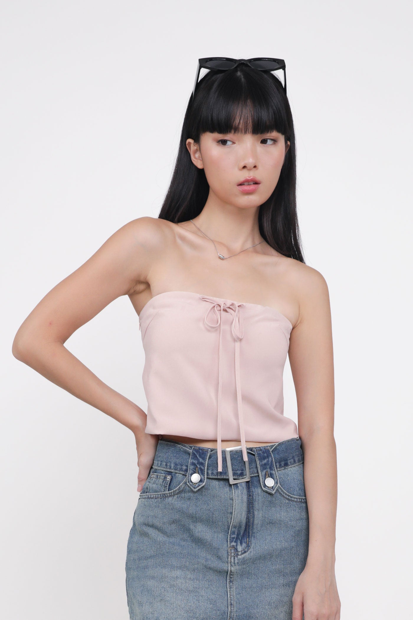 Ashlyn Tie Front Tube Padded Top – The Tinsel Rack