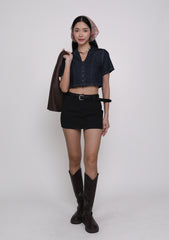 Astrid Denim Zip Up Top