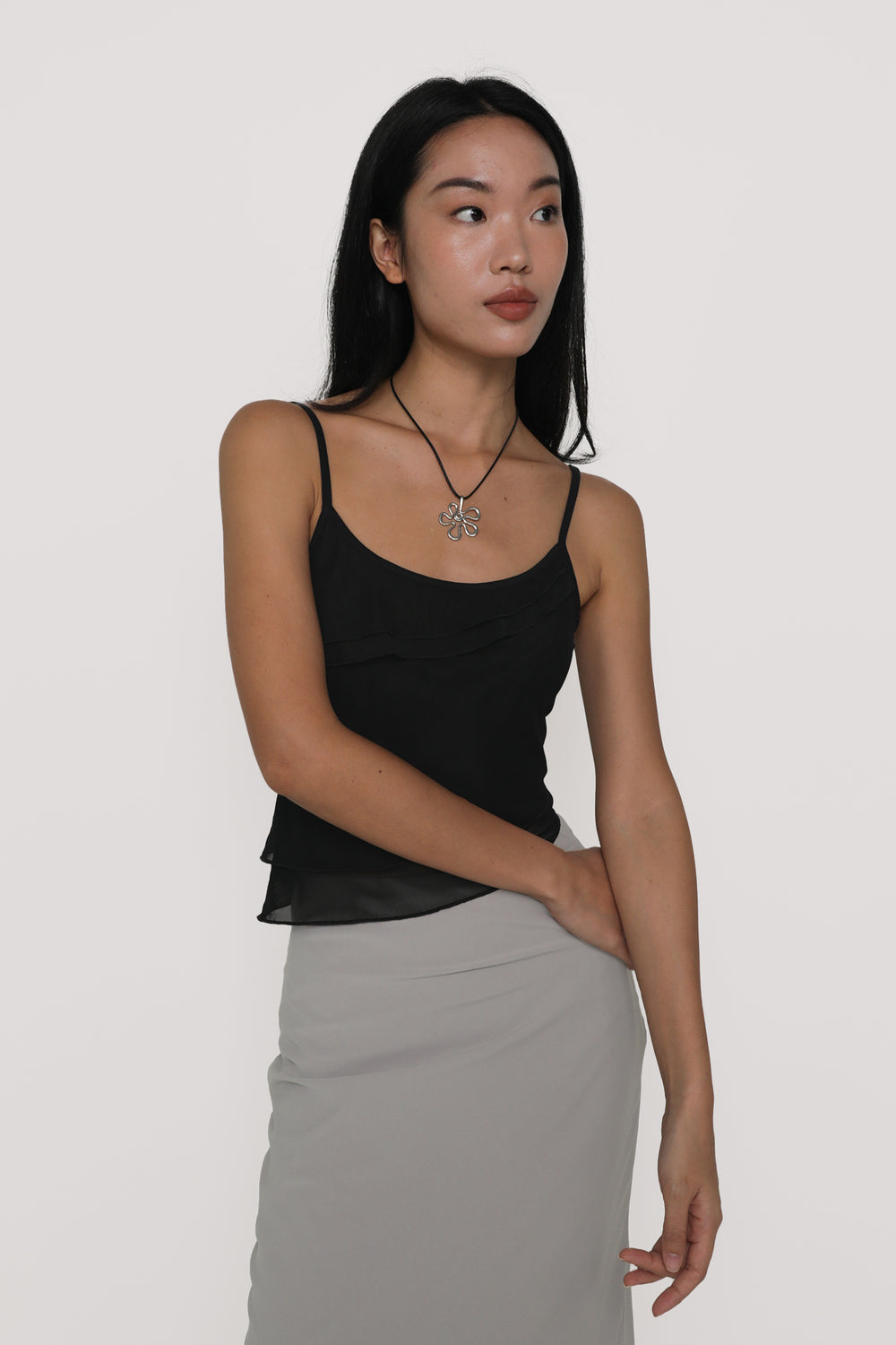 Aubrey Mesh Ruffles Top