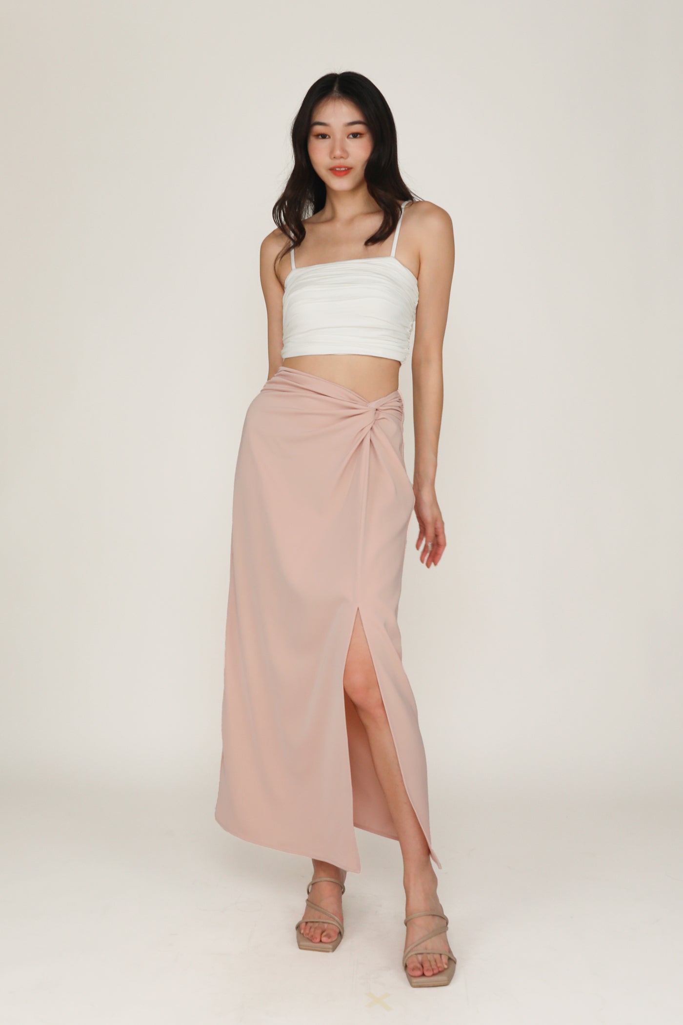 スカート theredthread drape knot maxi skirt Ava Knot Front Maxi Skirt – The Tinsel Rack