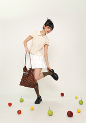 Dottie Ruched Button Blouse (Polka Dot)