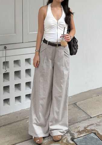Opaline Wide Leg Pants (Plaid)