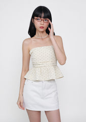 Ruko Peplum Padded Top (Polka Dot)