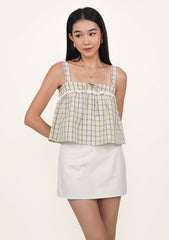 Ruby Lace Trim Babydoll Top (Plaid)