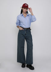Petite Benjamin Wide Leg Denim Jeans