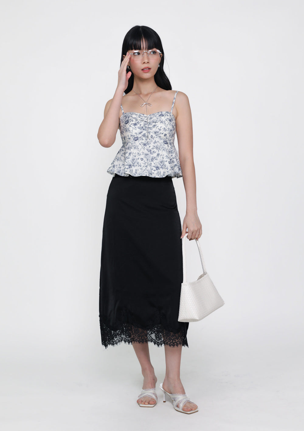 Aurenne Lace Hem Midi Skirt