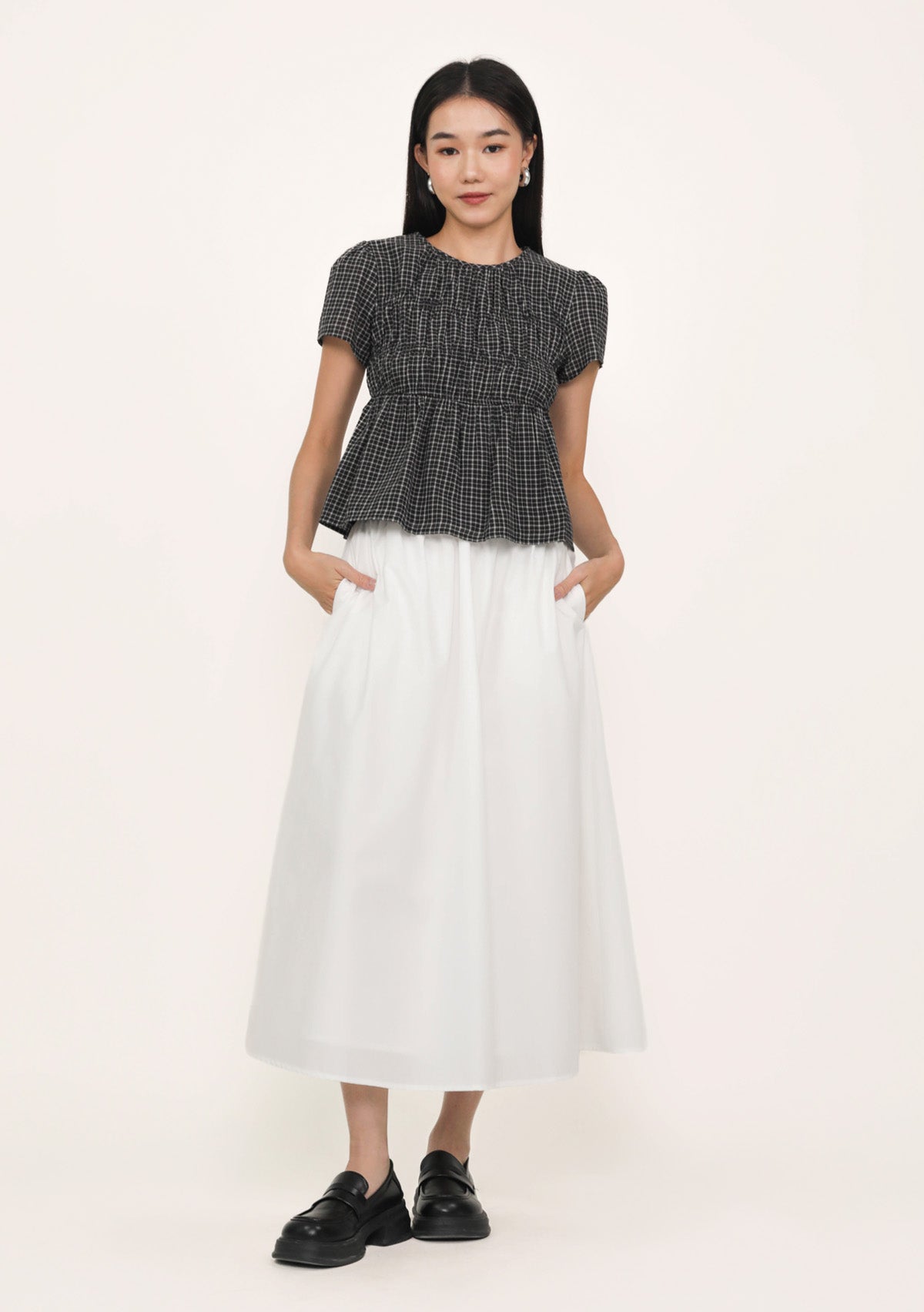 Jeni Shirred Cotton Top (Plaid) – The Tinsel Rack
