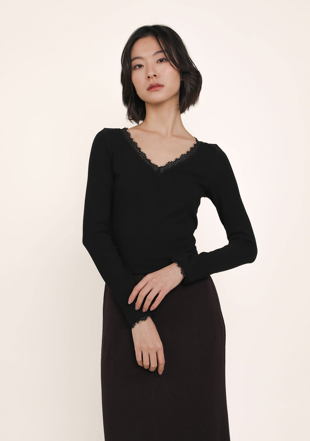 Kendall Lace Trim Sleeve Padded Top