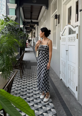 Oleander Ribbon Padded Dress (Plaid)