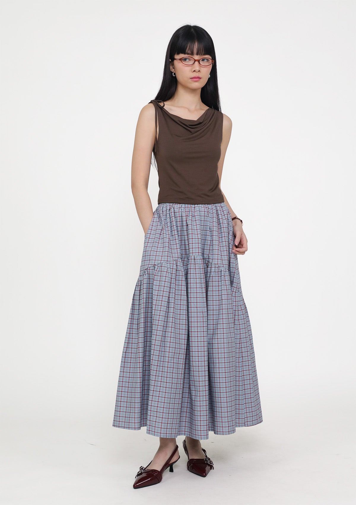 Isabella Tiered Maxi Skirt (Plaid) – The Tinsel Rack