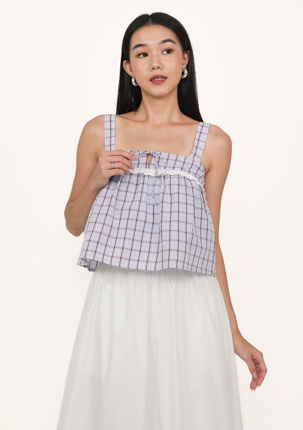 Ruby Lace Trim Babydoll Top (Plaid) – The Tinsel Rack