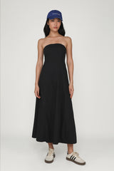 Brenda Linen Tube Padded Maxi Dress