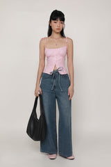 Charly Drawstring Wide Leg Denim Jeans