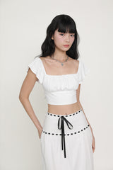 Chelsey Flutter Sleeve Crop Top