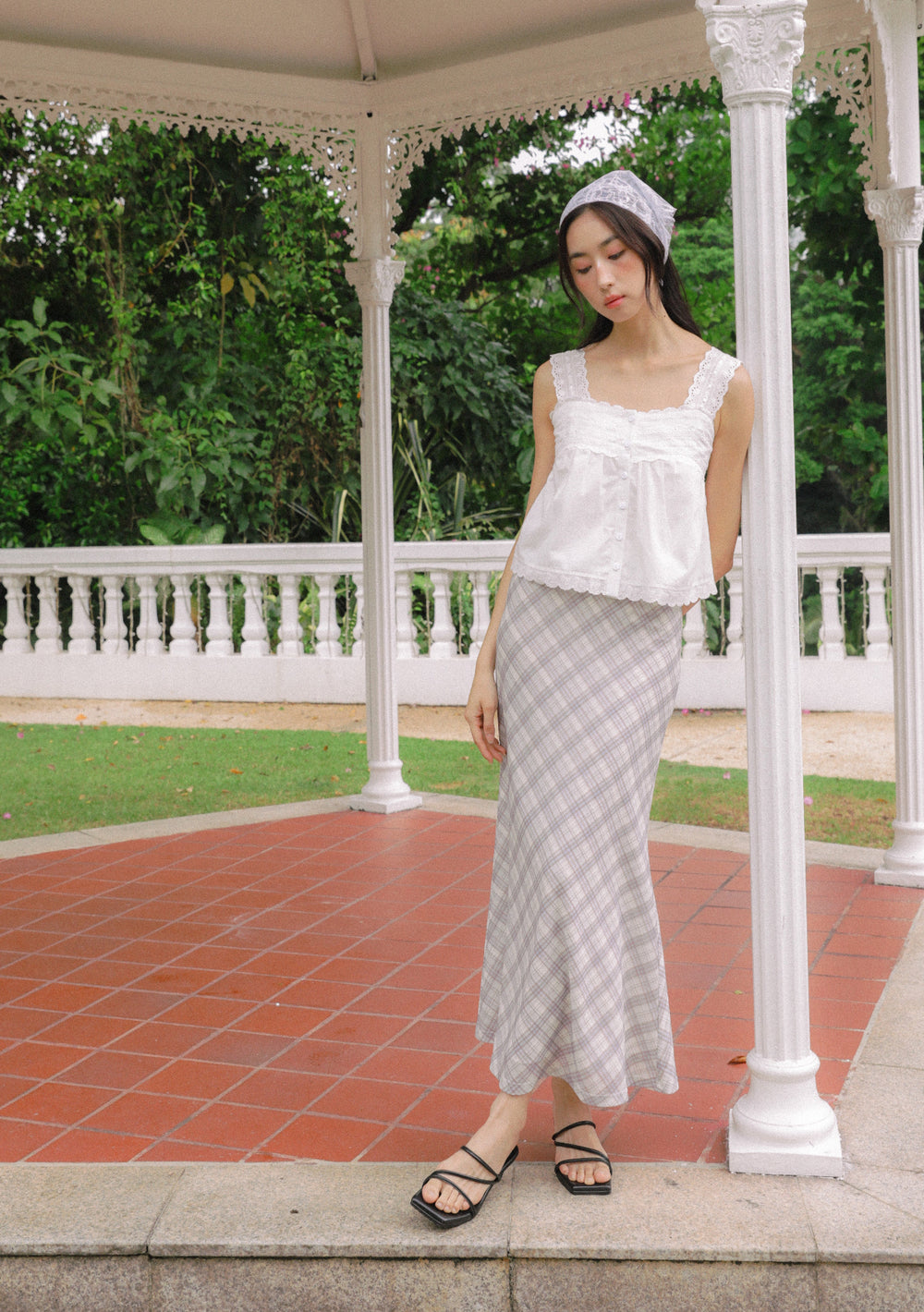 Colette Bias Cut Maxi Skirt (Plaid)