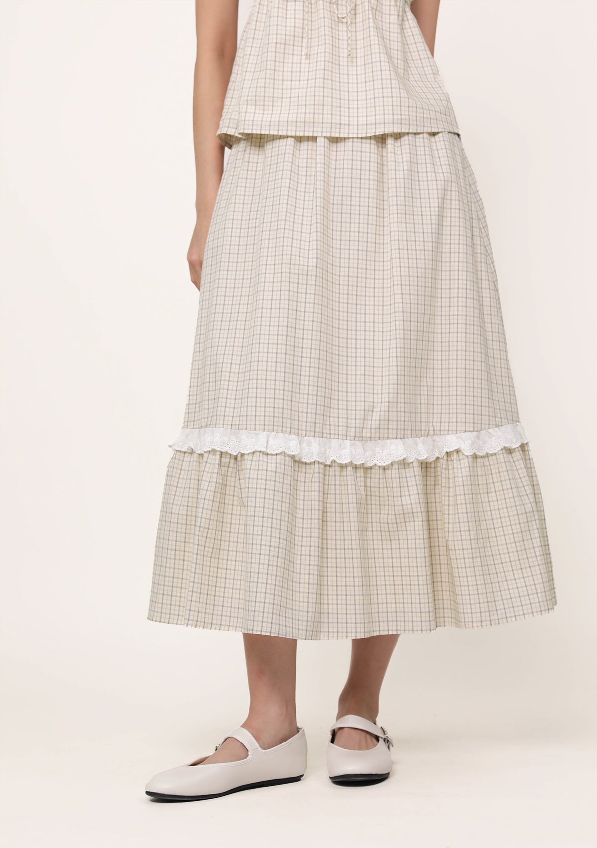 Mirelle Lace Trim Midi Skirt (Plaid) – The Tinsel Rack