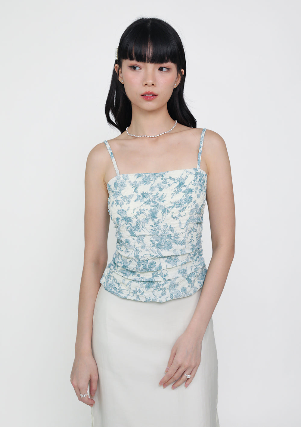 Sana Ruched Strappy Padded Top (Floral)