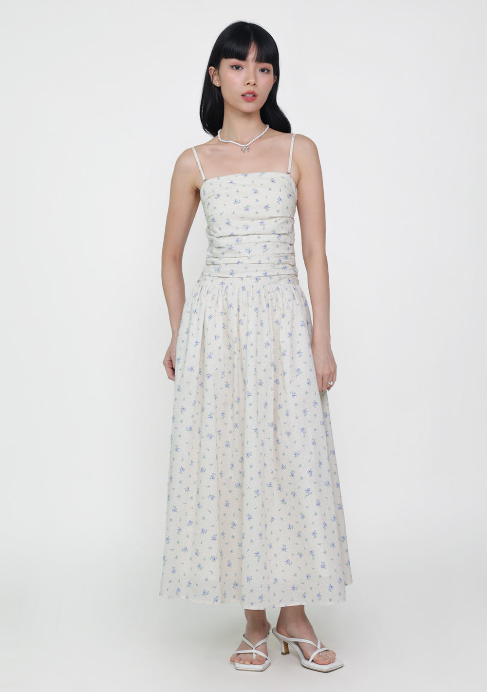 Rosabella Ruched Bodice Padded Dress (Floral)
