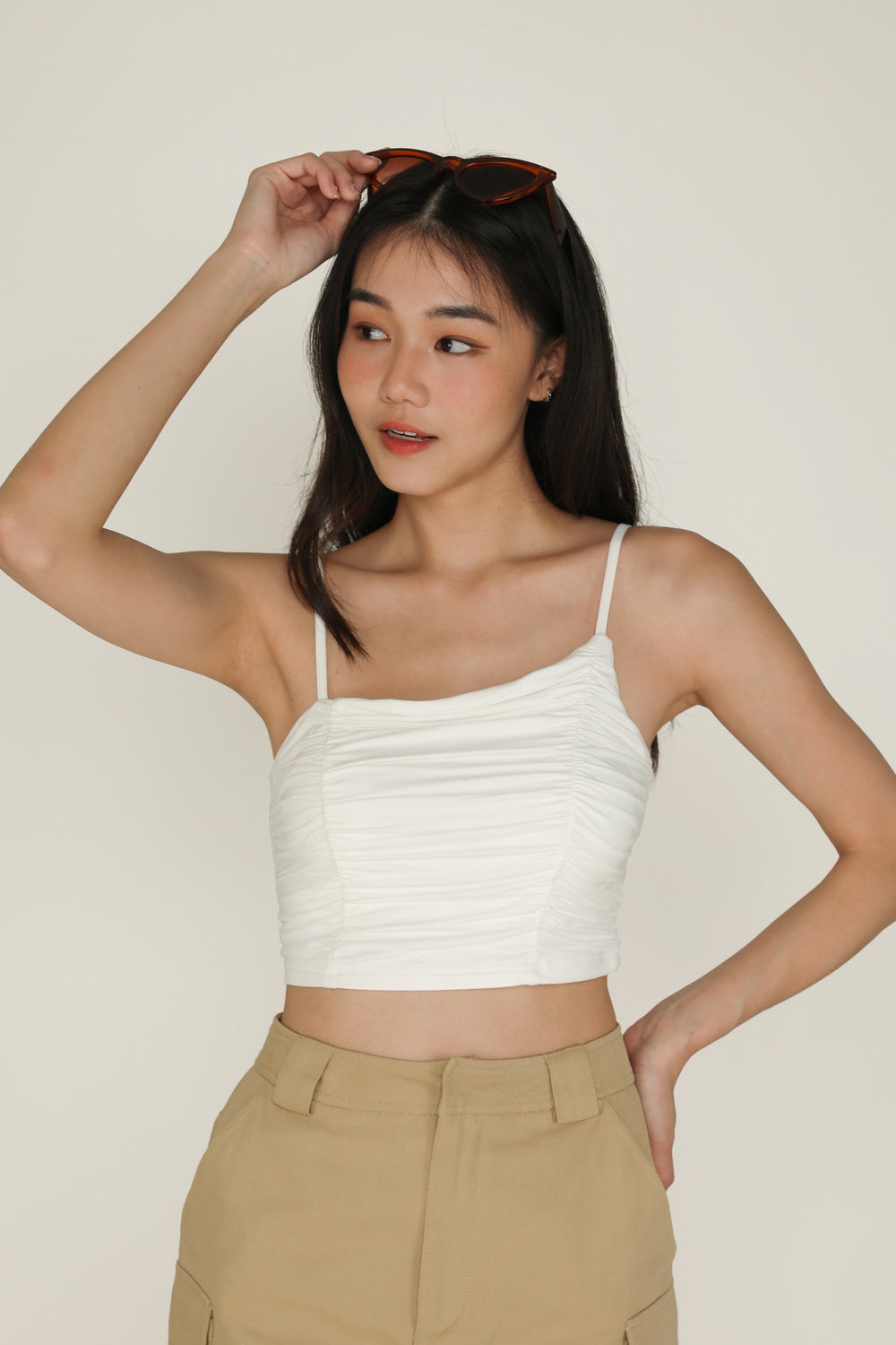 Darcey Asymmetrical Ruched Padded Top