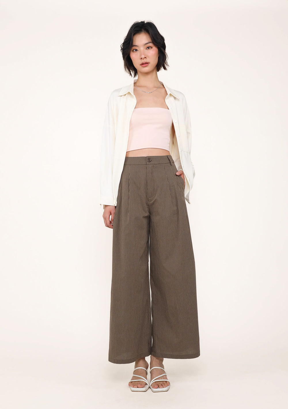 Petite Esra Pleated Pants (Stripes)