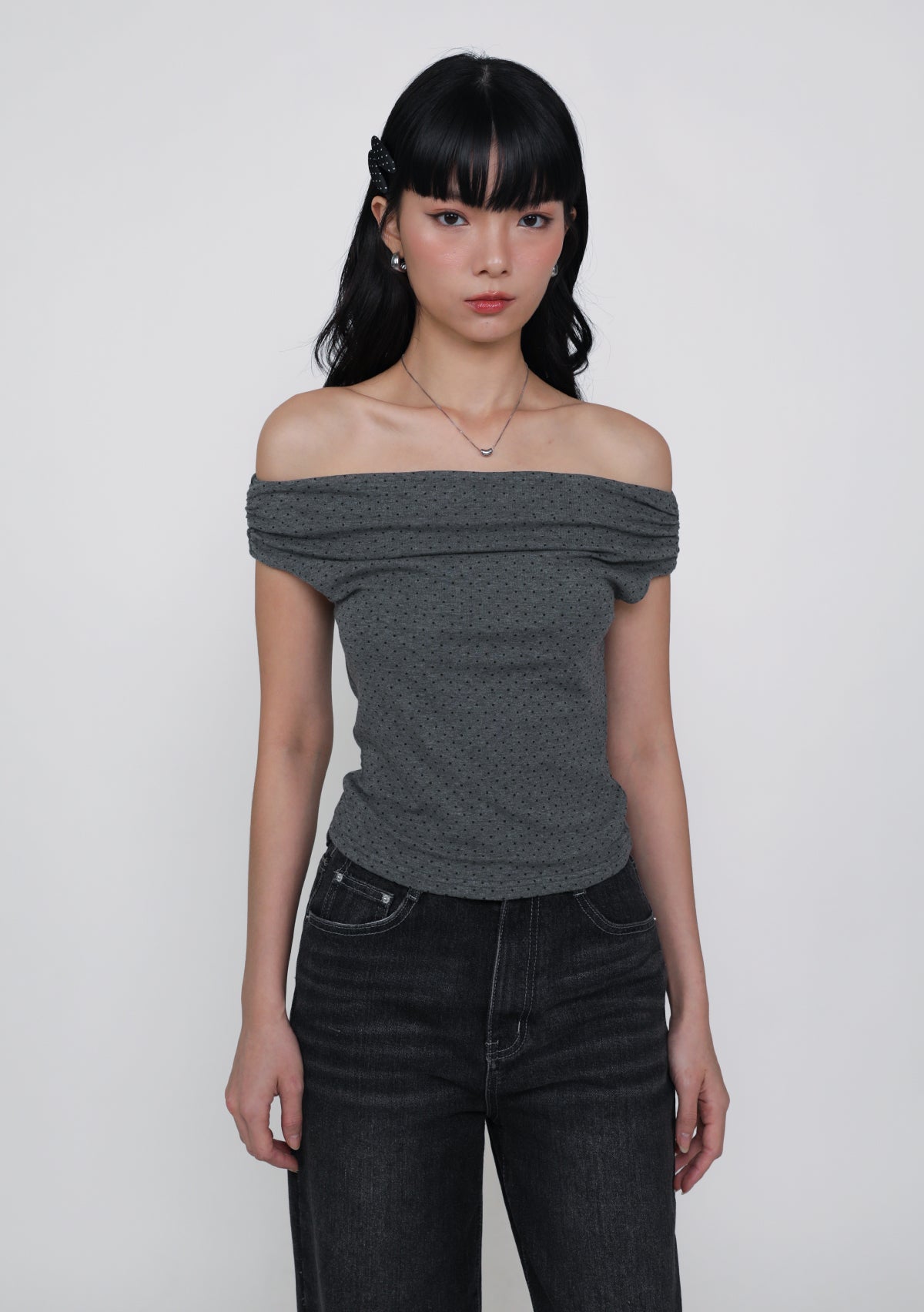 Mollie Off Shoulder Top (Polka Dot) – The Tinsel Rack